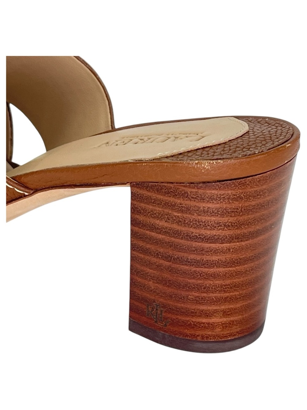Lauren Ralph Lauren Freddi Brown Leather Heeled Womens Sandals Size 8M - Picture 8 of 13